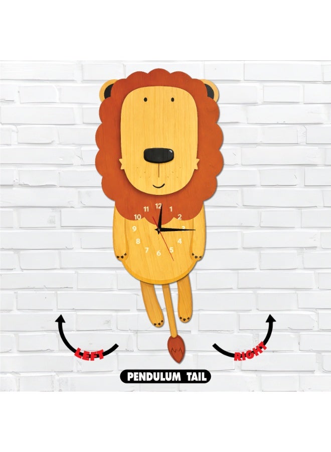 A high-quality, elegantly designed lion-shaped pendulum wall clock with cheerful colors and a smooth movement; easy to install and suitable for various uses and decors. - Image 1